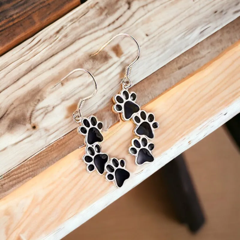 Dog Paws Enamel Earrings