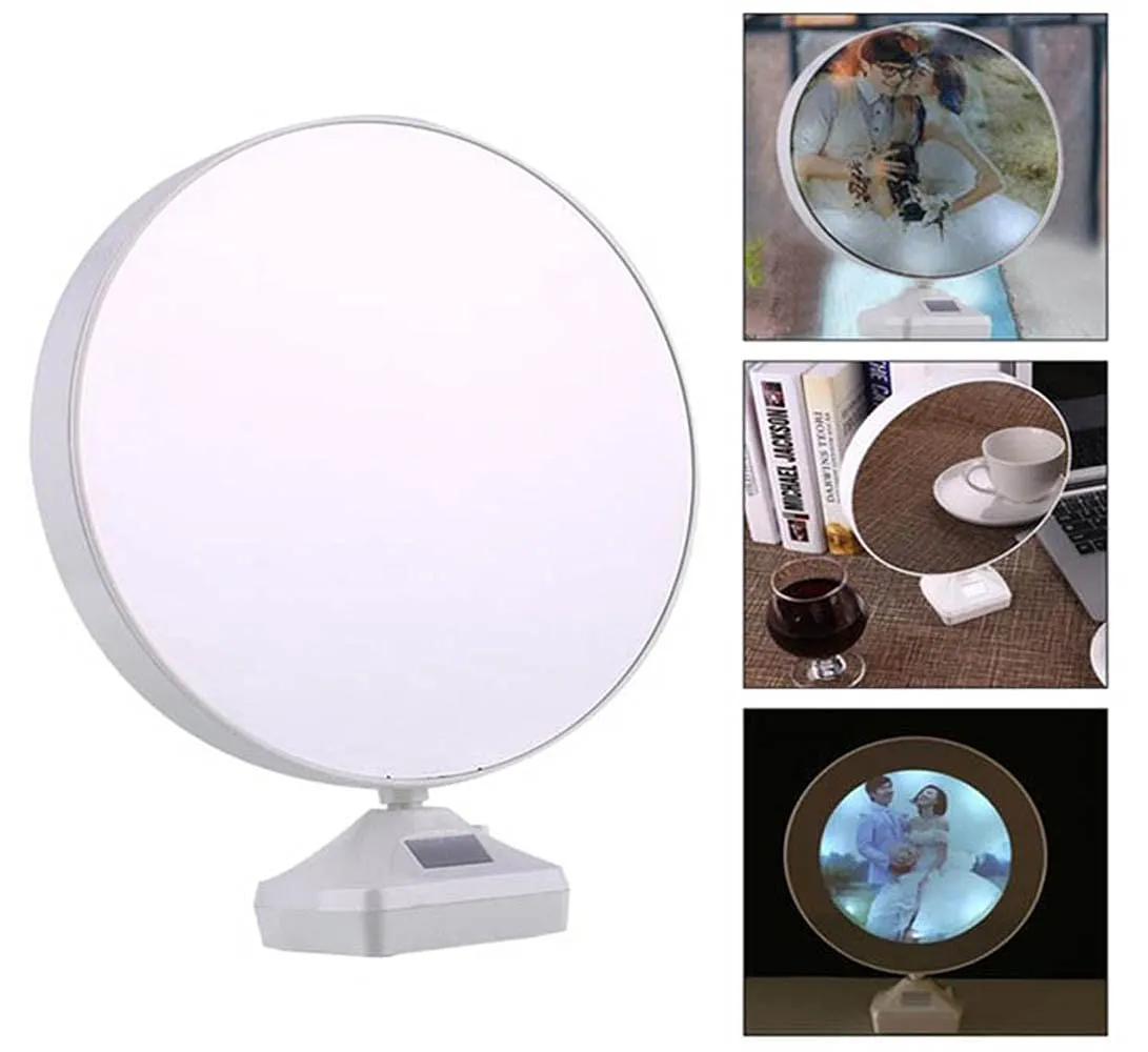 Dubals Magic Glass Mirror Photo Frame with LED Light Round & USB Cable & Customized Personal