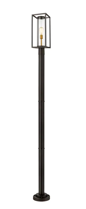 Dunbroch 1-Light Outdoor Post Mount in Deep Bronze & Brass