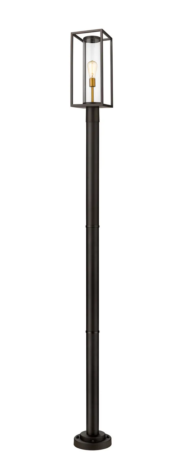 Dunbroch 1-Light Outdoor Post Mount in Deep Bronze & Brass
