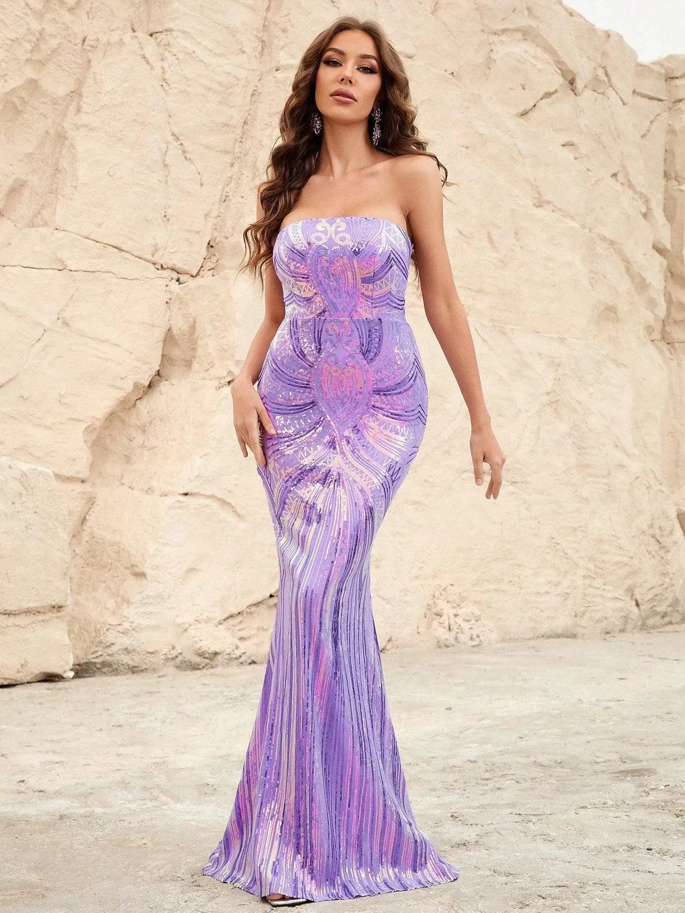 Elegant Mermaid Hem Sequin Tube Party Dress