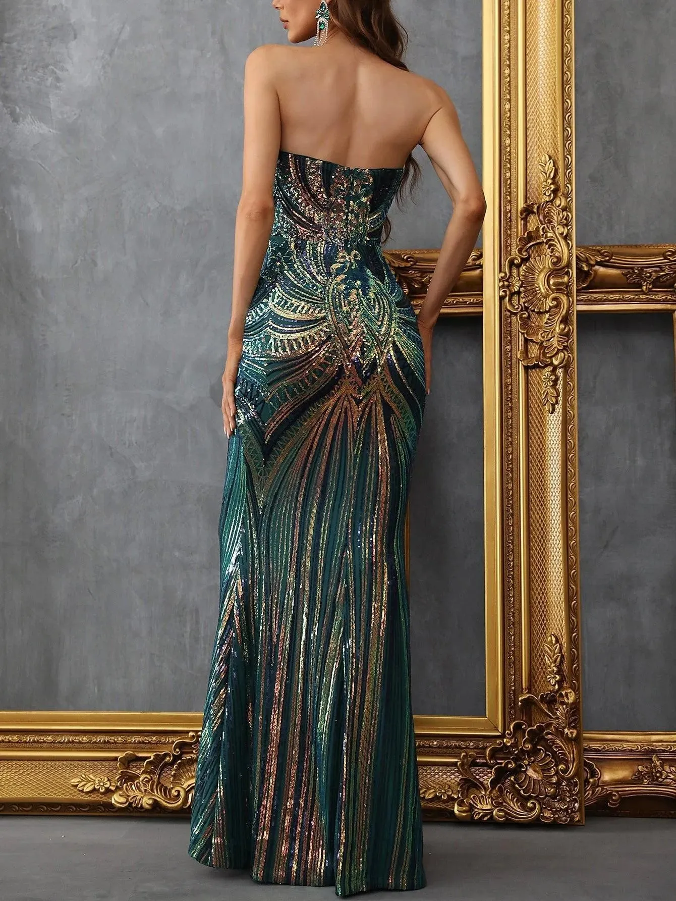 Elegant Mermaid Hem Sequin Tube Party Dress