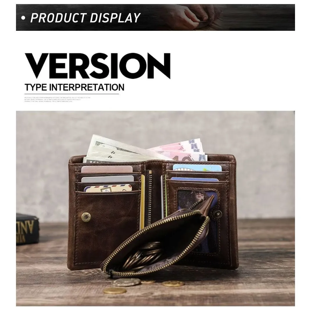 ElegantCow RFID Zipper Compact Clutch Wallet