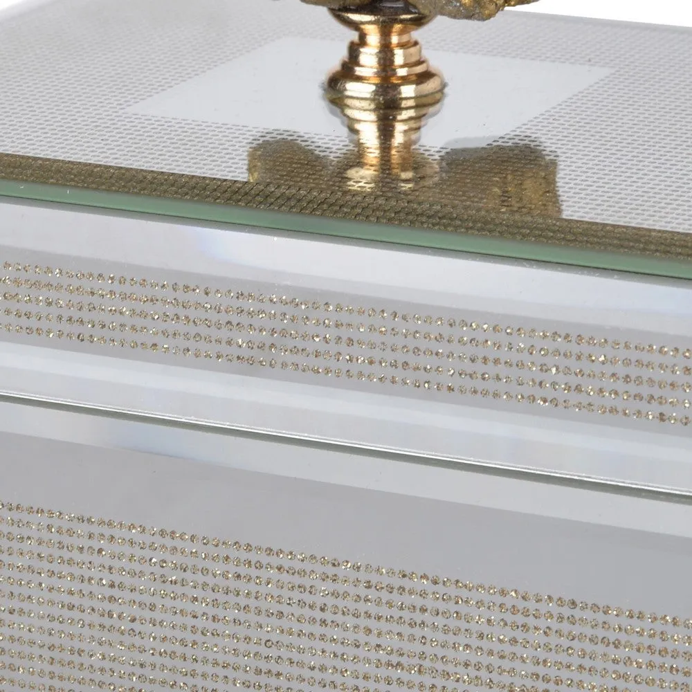 Eve 6 Inch Decorative Accessory Box, Elegant, Mirrored, Stone Accent Chrome By Casagear Home