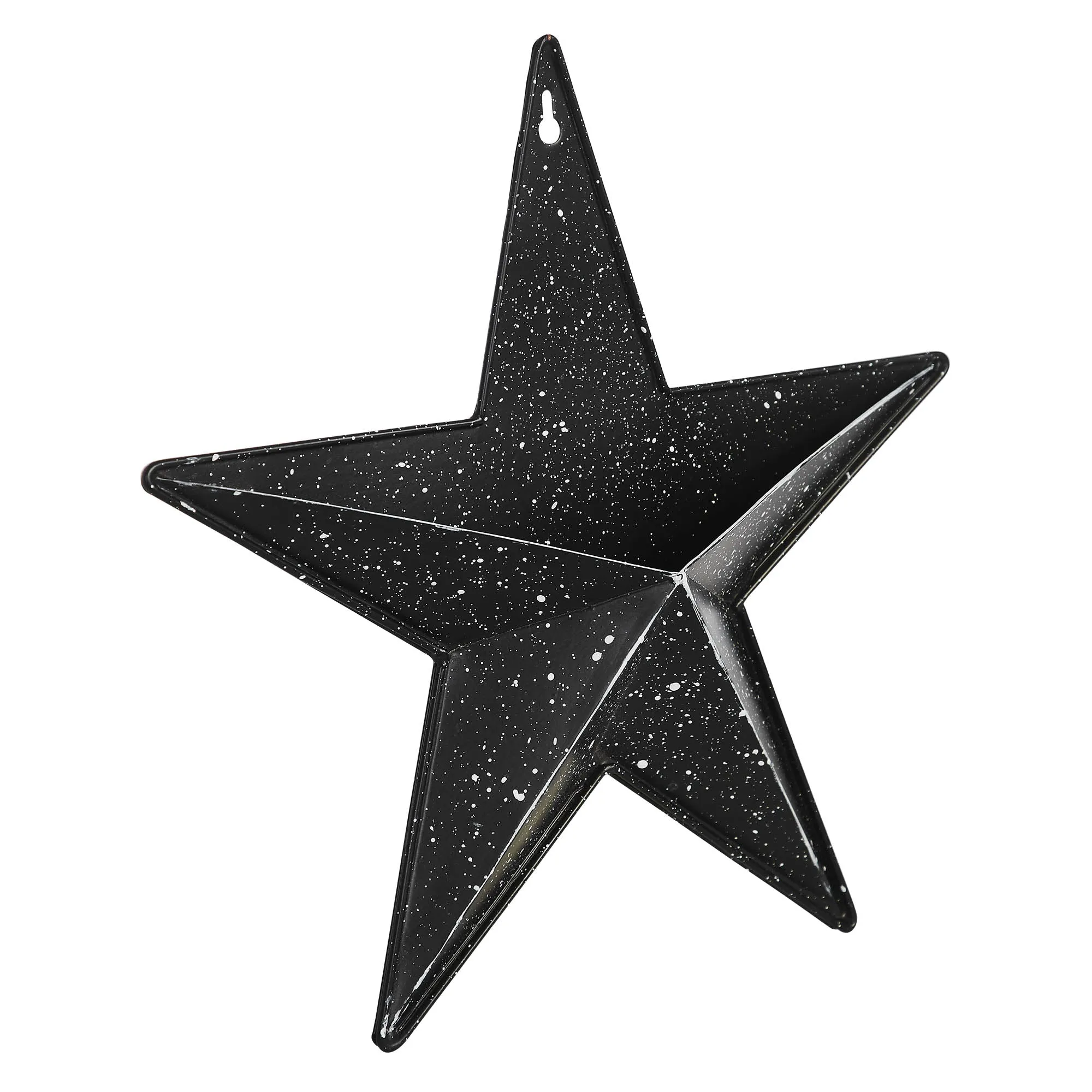 Faceted Metal Star Black Wall Hanging w/ Pocket 12x12