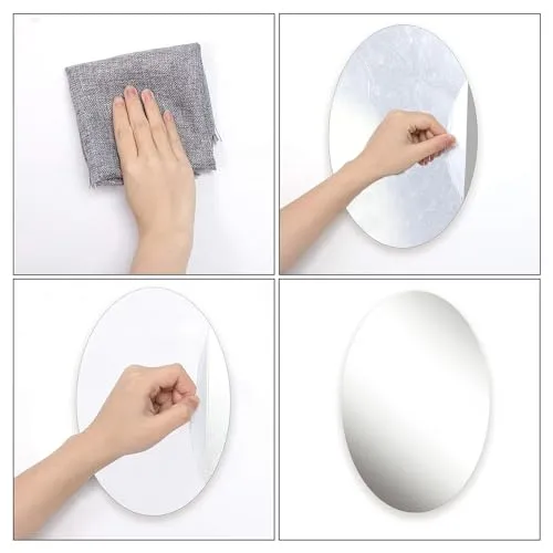 GAKSON Oval Shape Adhesive Mirror Sticker for Wall on Tiles Bathroom Bedroom Living Basin Mirror Bathroom Wall Mirror Stickers Unbreakable Plastic Wall Mirror 20 * 30 (1, 30X20)