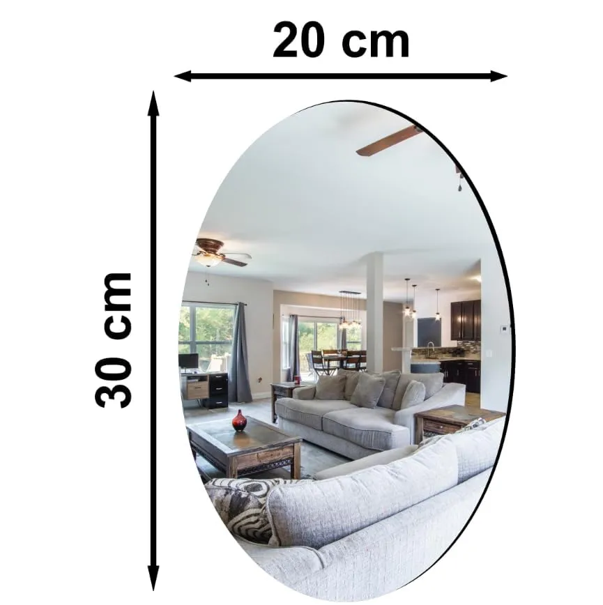 GAKSON Oval Shape Adhesive Mirror Sticker for Wall Tiles Bathroom Bedroom Living Room Basin Mirror Bathroom Wall Mirror Stickers Unbreakable Plastic Wall Mirror 20 * 30 (1, 30X20)