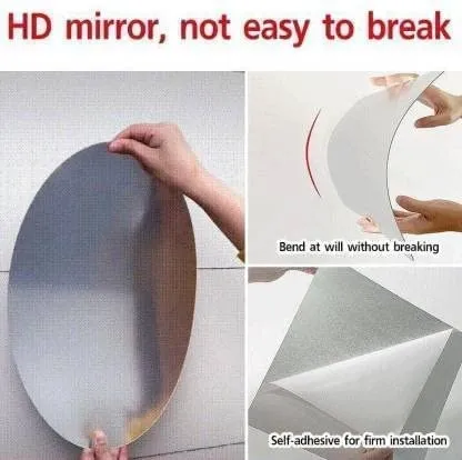 GAKSON Oval Shape Adhesive Mirror Sticker for Wall Tiles Bathroom Bedroom Living Room Basin Mirror Bathroom Wall Mirror Stickers Unbreakable Plastic Wall Mirror 20 * 30 (1, 30X20)
