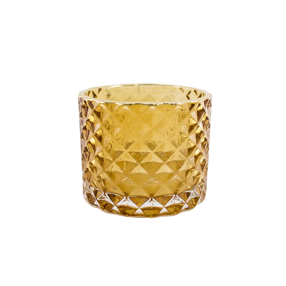 GLASS CANDLE HOLDER PINK 5.5x6CM