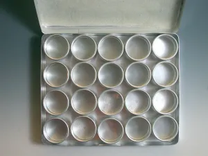 Glass top aluminum jars, 21 pc small item cans, Small finding organizer, Storage jars and case