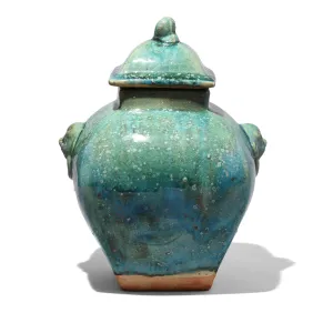 Green Copper Glazed Lidded Urn