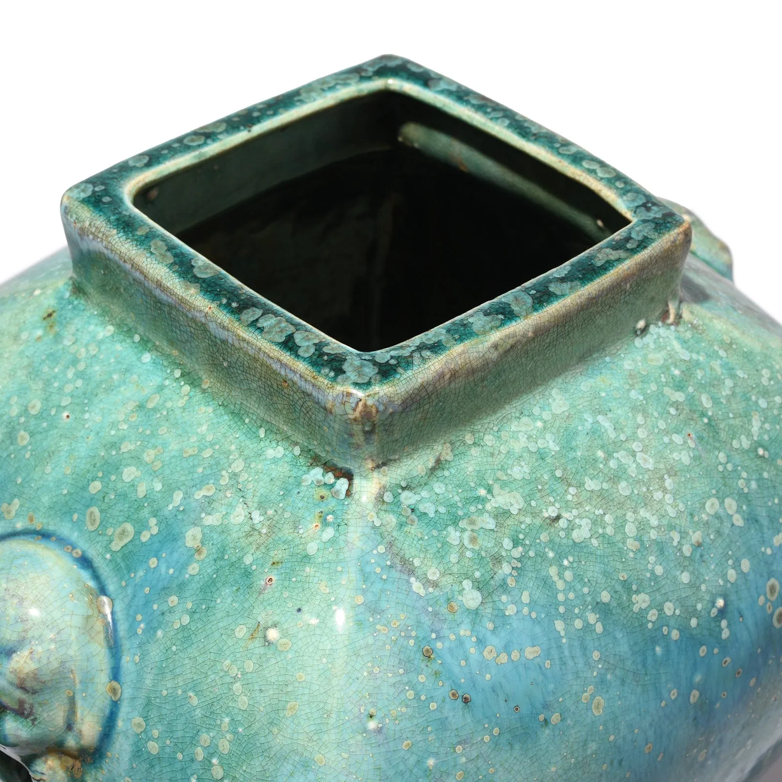 Green Copper Glazed Lidded Urn