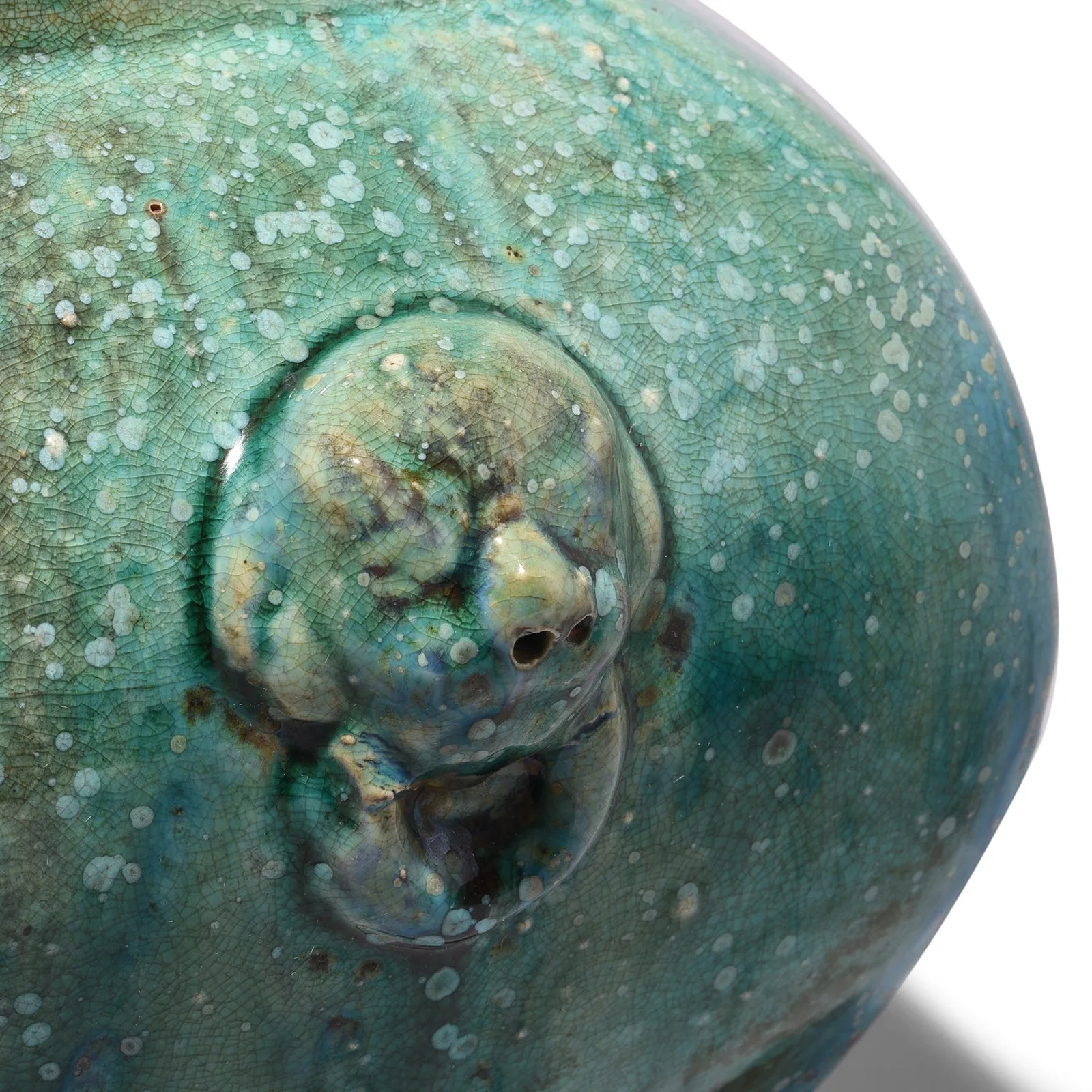 Green Copper Glazed Lidded Urn