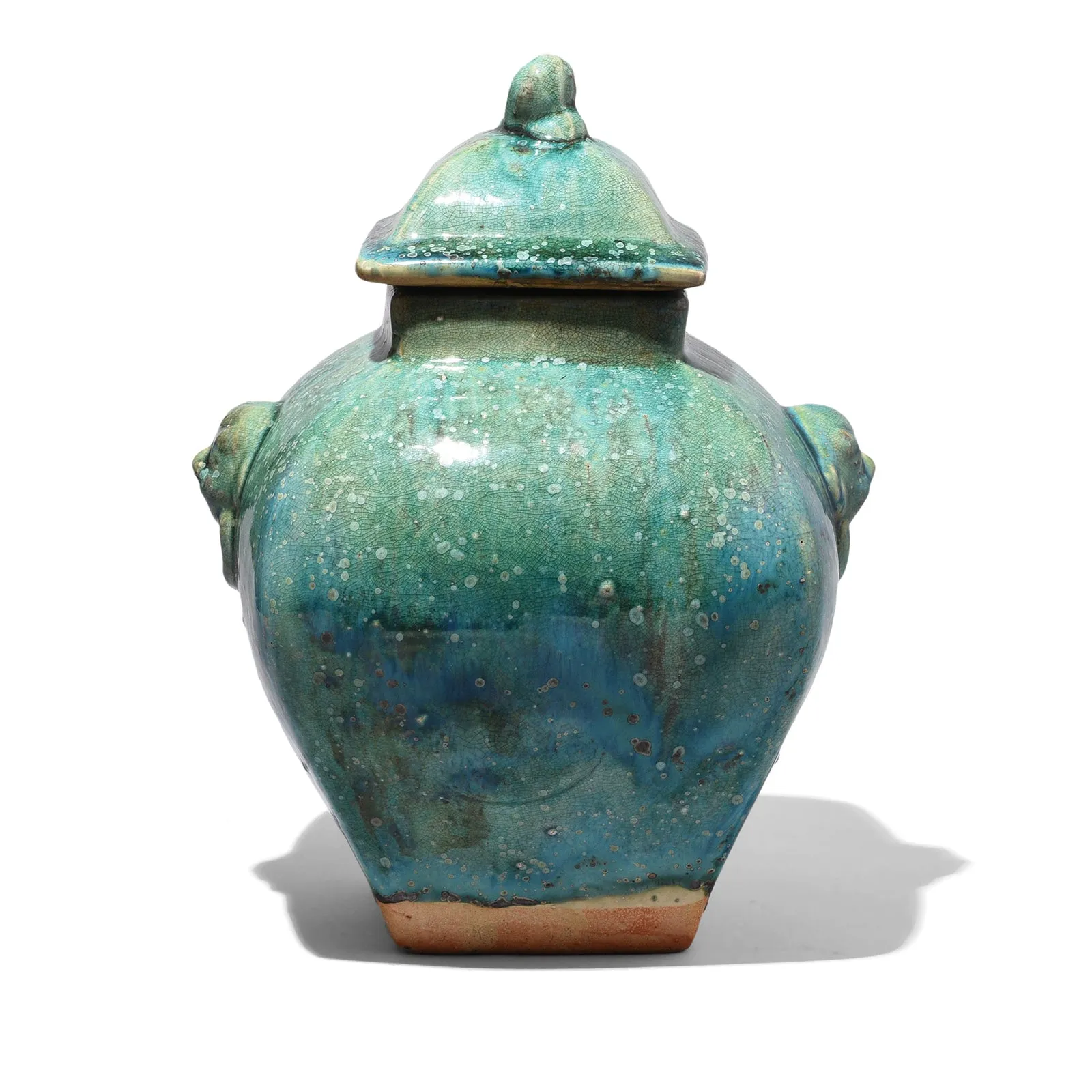 Green Copper Glazed Lidded Urn