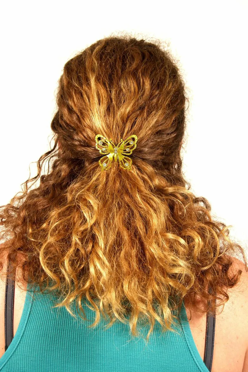 Hair Hook Diamond Butterfly - Gold, Ponytail Holder