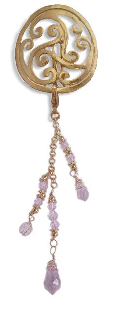 Hair Hook Gold Celtic with Bead Charm Ponytail Holder