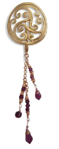 Hair Hook Gold Celtic with Bead Charm Ponytail Holder