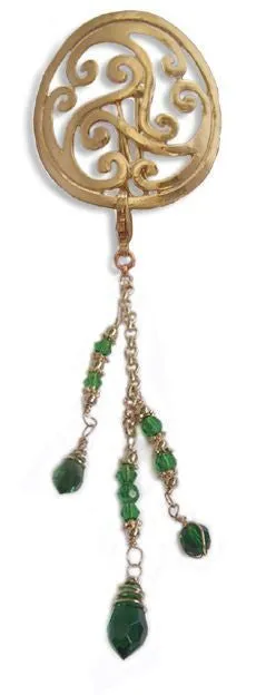 Hair Hook Gold Celtic with Bead Charm Ponytail Holder