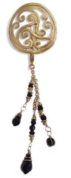 Hair Hook Gold Celtic with Bead Charm Ponytail Holder