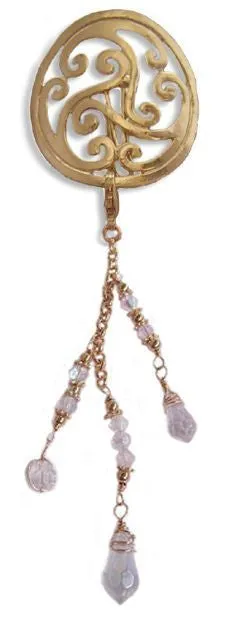 Hair Hook Gold Celtic with Bead Charm Ponytail Holder