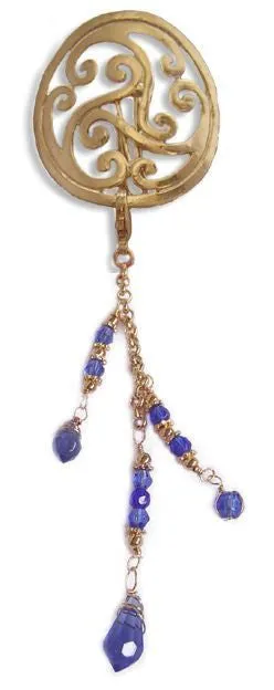 Hair Hook Gold Celtic with Bead Charm Ponytail Holder