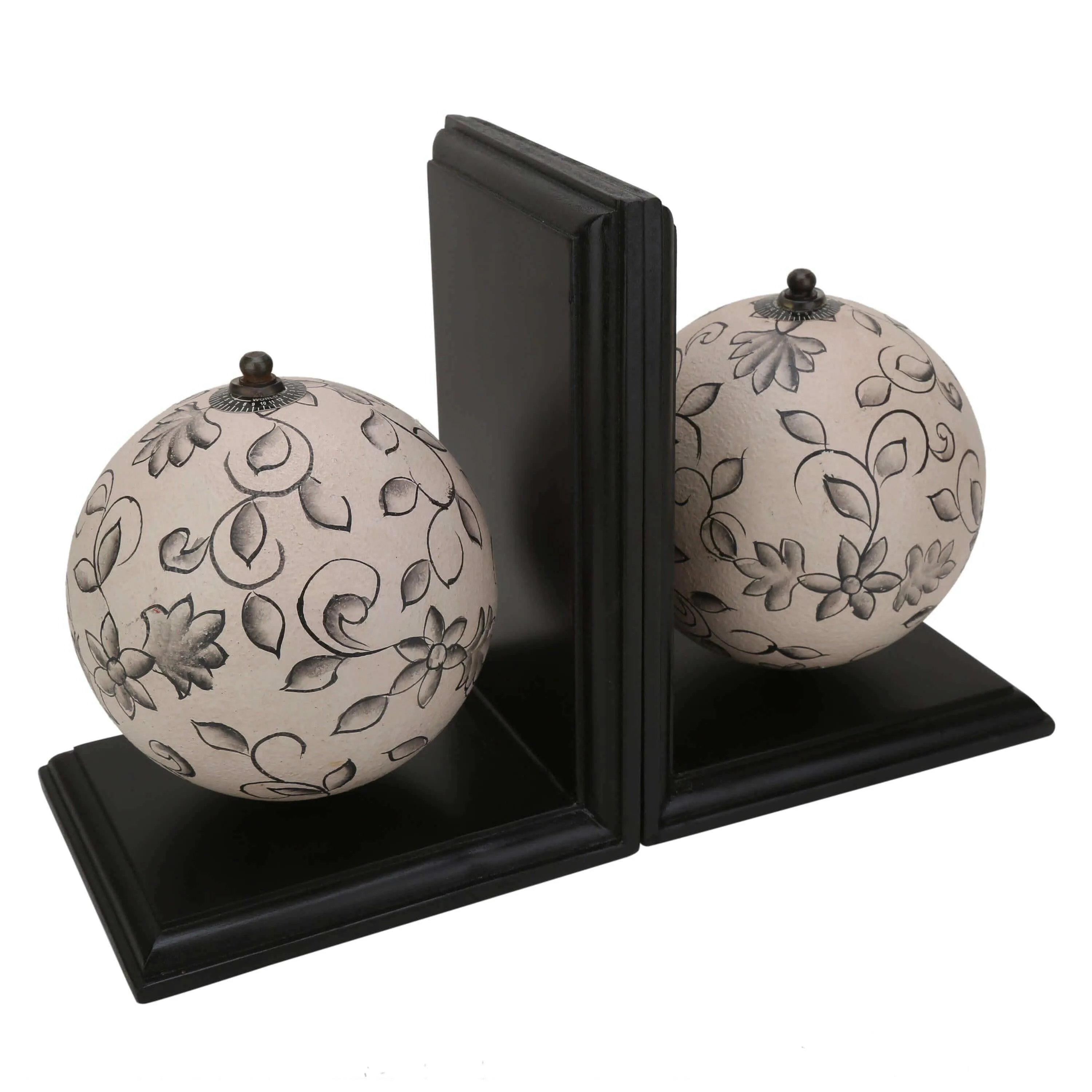 Hand Painted Floral Textured Globe Bookend