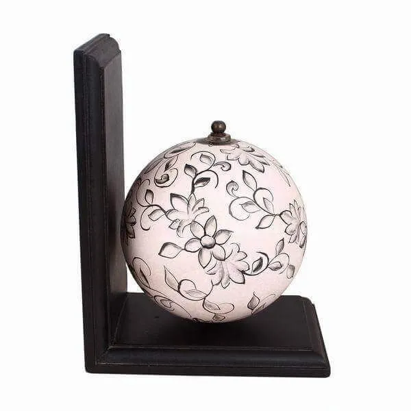 Hand Painted Floral Textured Globe Bookend