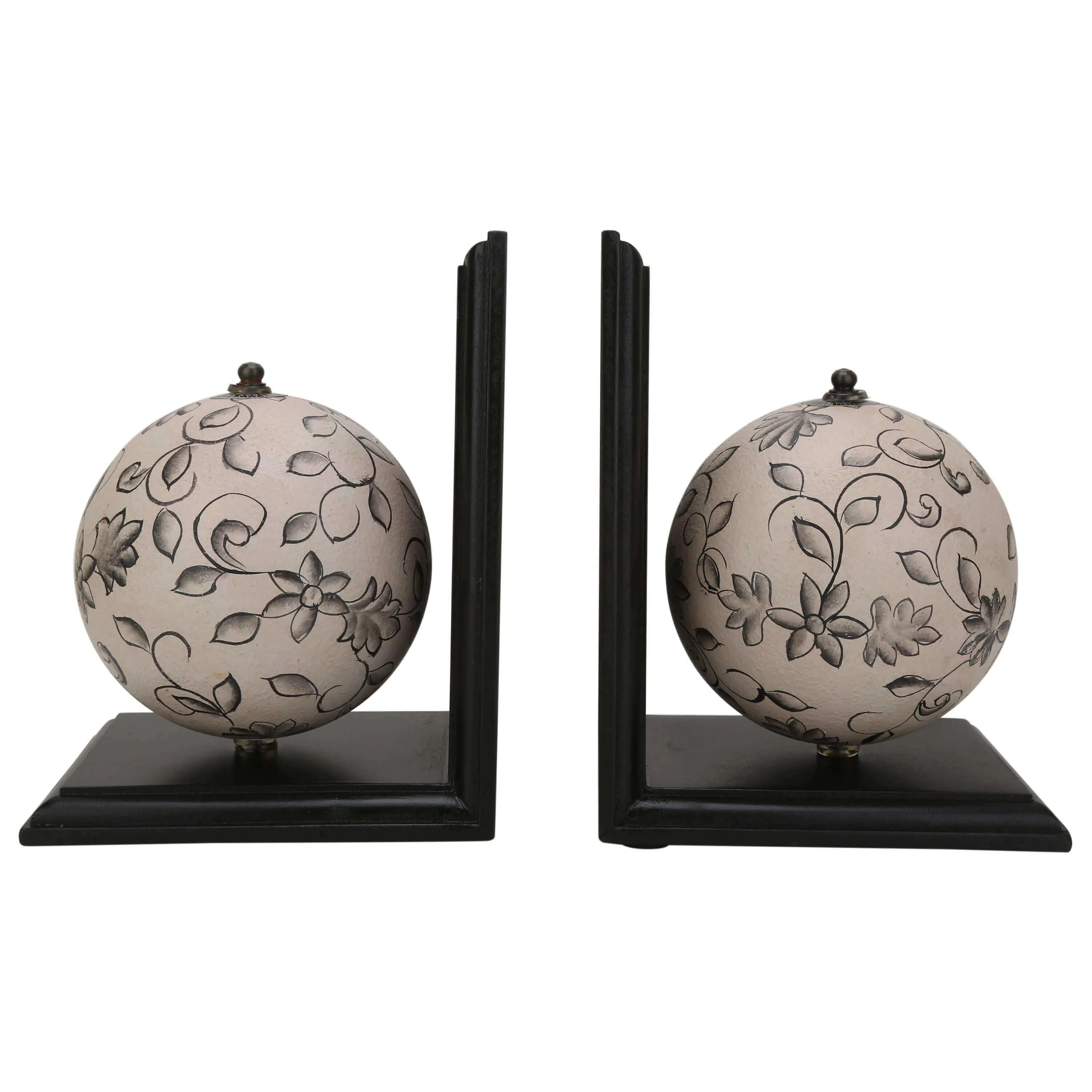 Hand Painted Floral Textured Globe Bookend