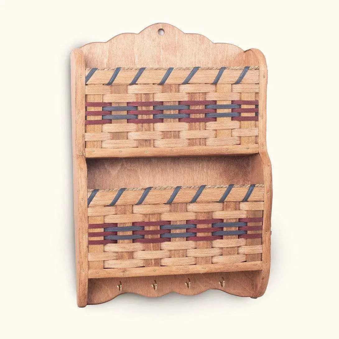 Hanging Mail Organizer | Amish Wall Mount Mail Basket w/Key Hooks
