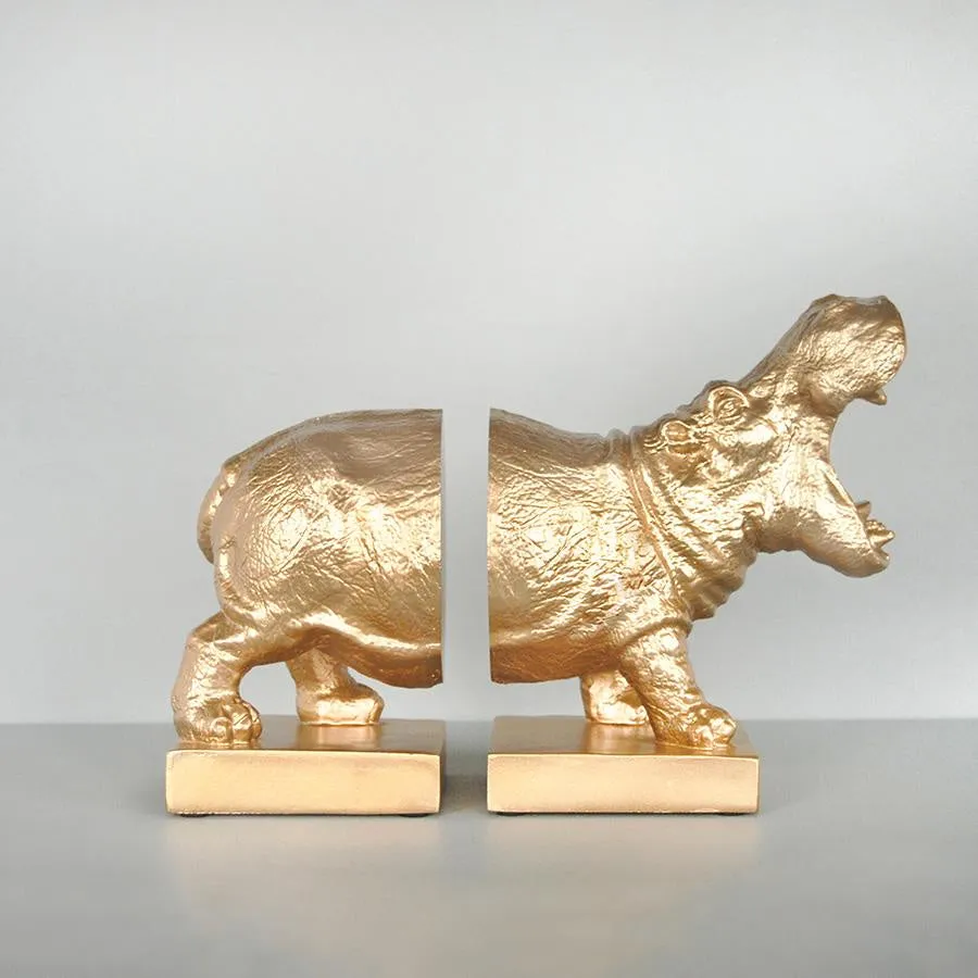 Hippo Bookend Set