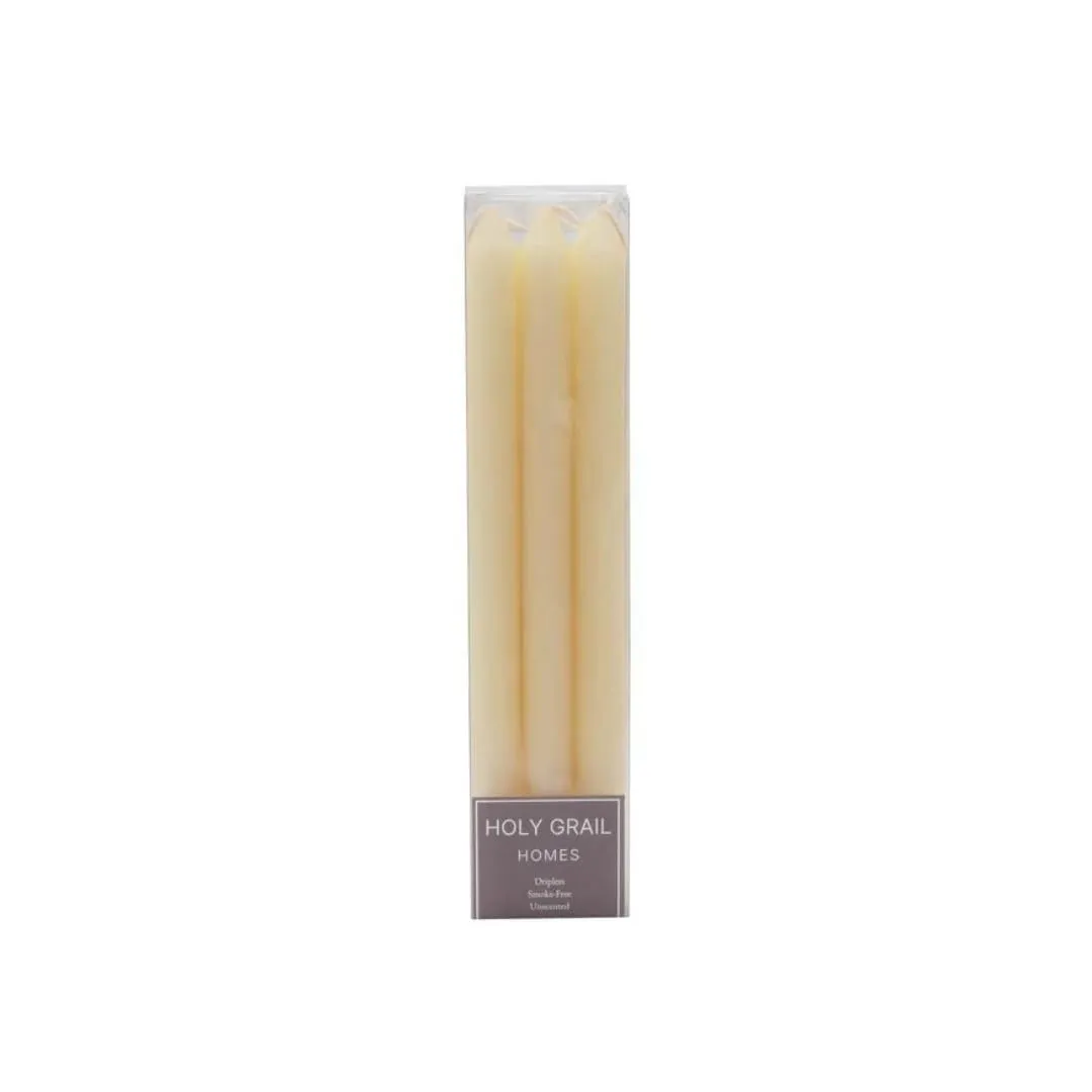 Holy Grail Homes Nordic Tall Candles | Ivory Tall Candles | Unscented Tall Candles | Paraffin Palm Wax | Dripless & Smoke-Free | Taper Candle | Set of 6 | Size : 0.78" Diameter x 11.29" Height