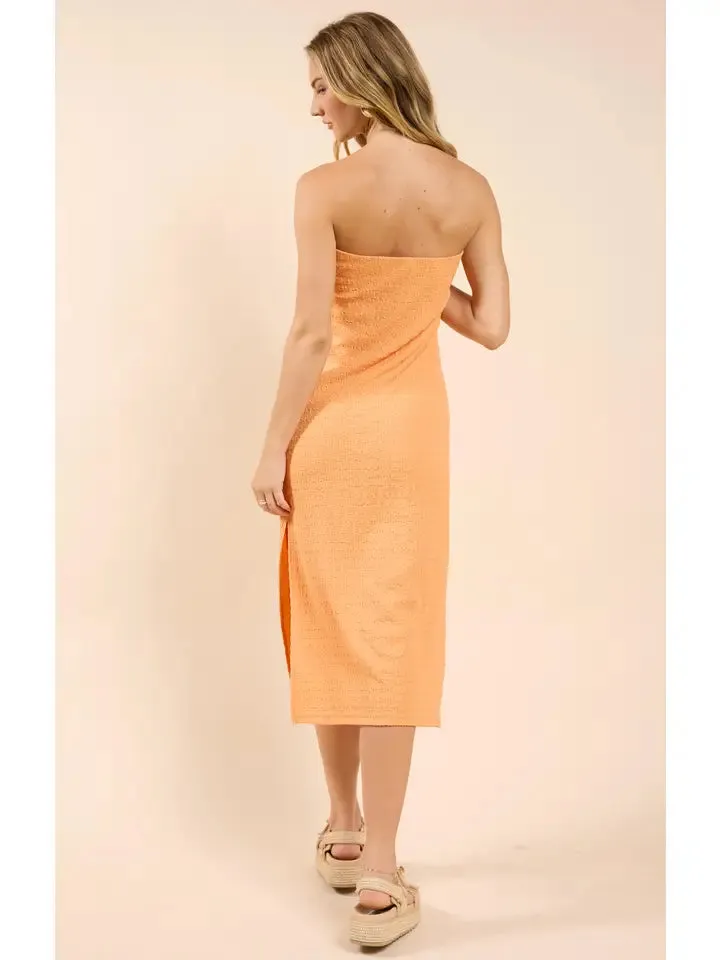 Howdy Honey Textured Knit Tube Dress- Orange