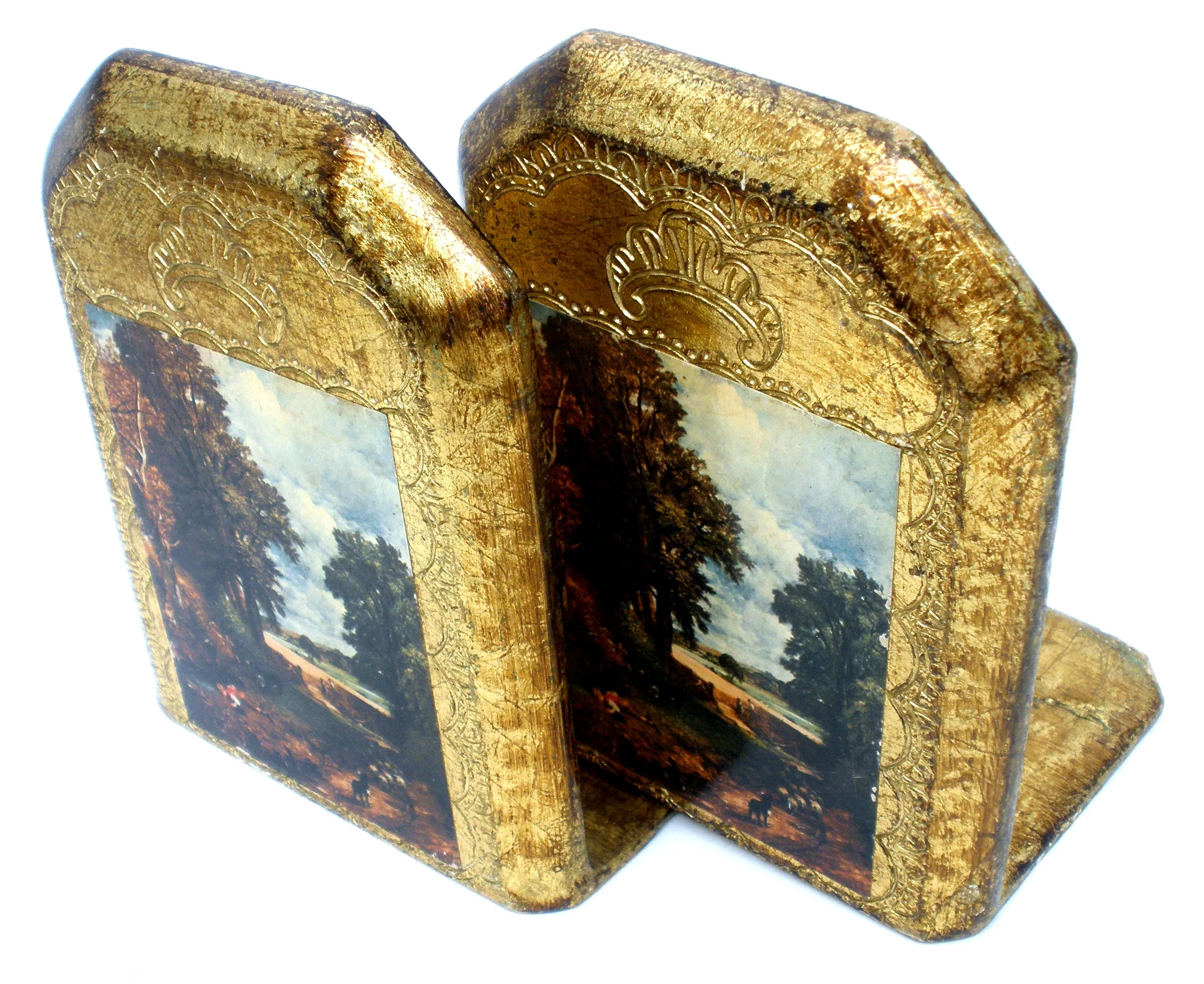 Italian Florentine Bookends Vintage Toleware