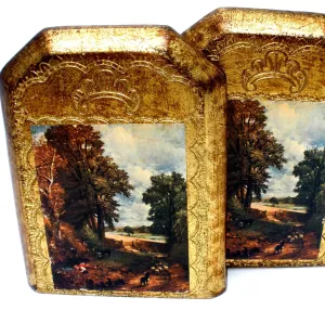 Italian Florentine Bookends Vintage Toleware