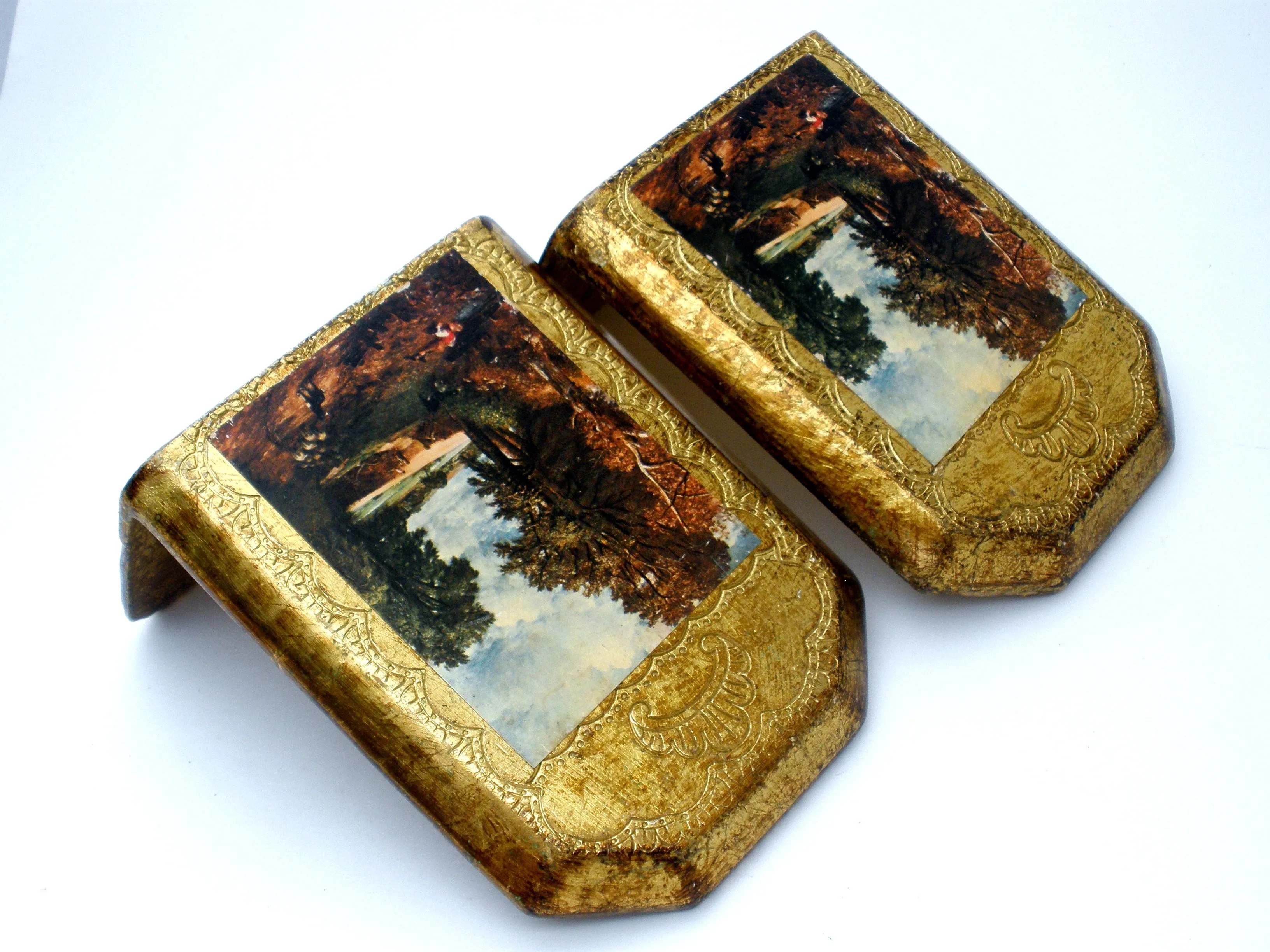 Italian Florentine Bookends Vintage Toleware