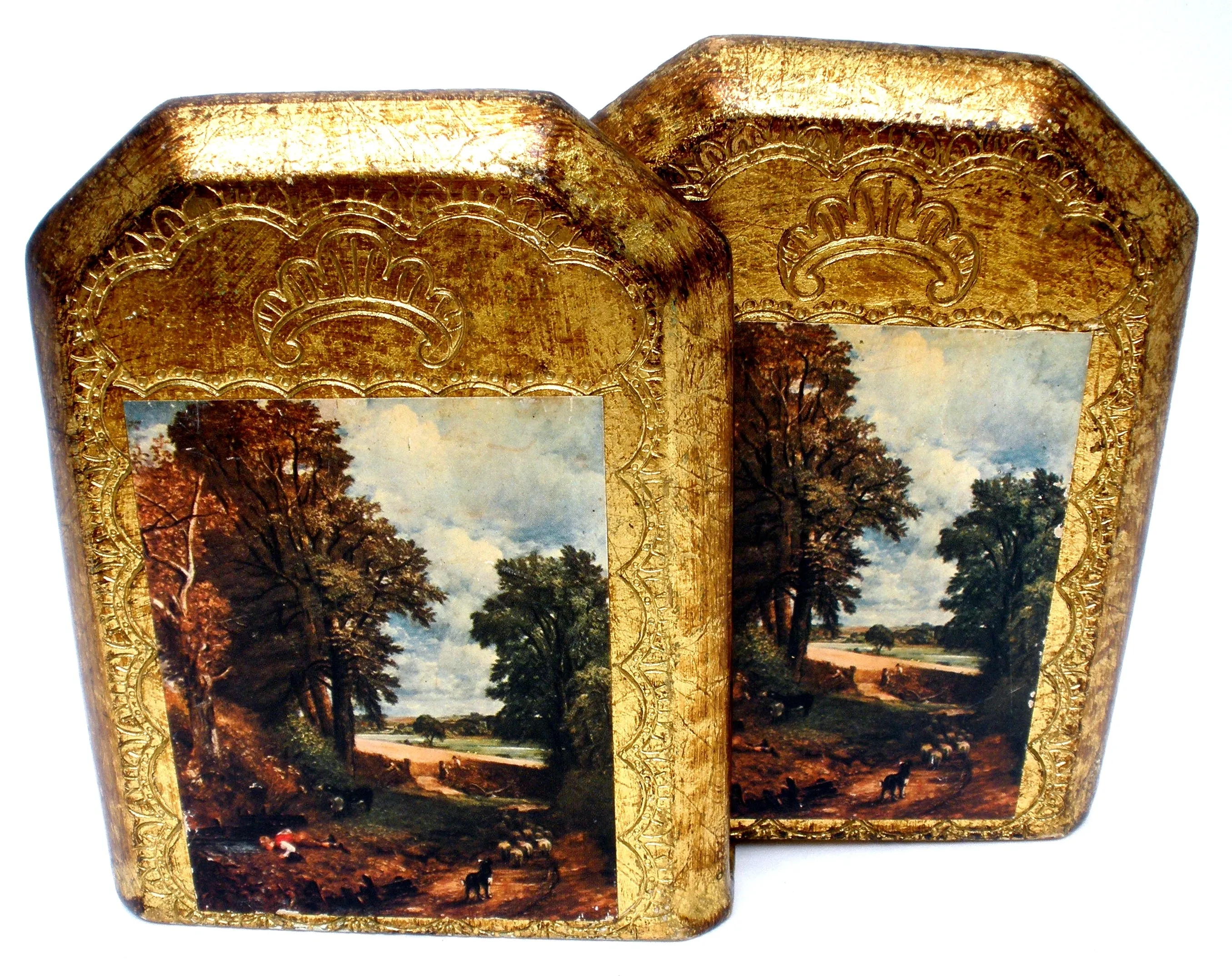 Italian Florentine Bookends Vintage Toleware