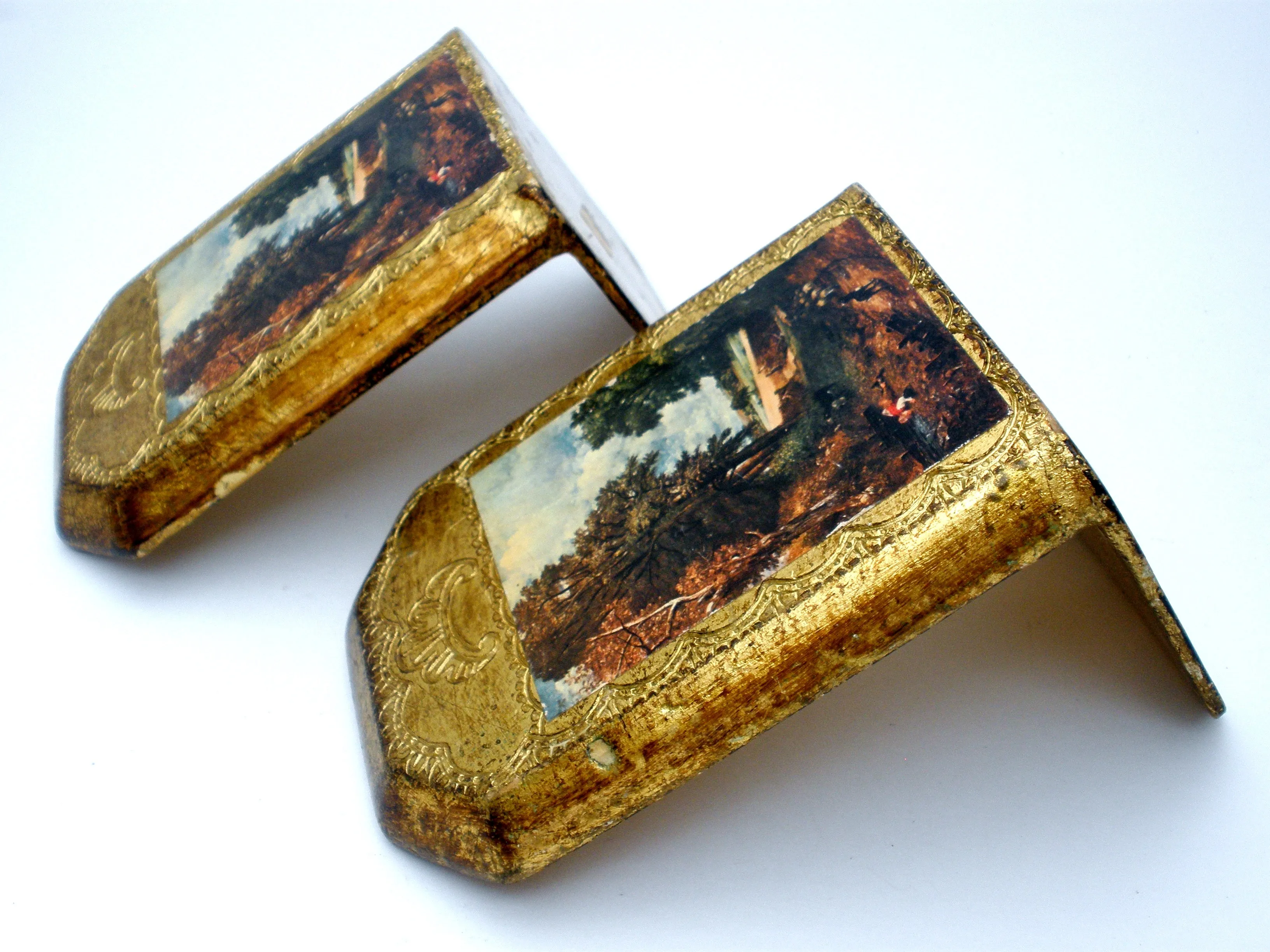 Italian Florentine Bookends Vintage Toleware