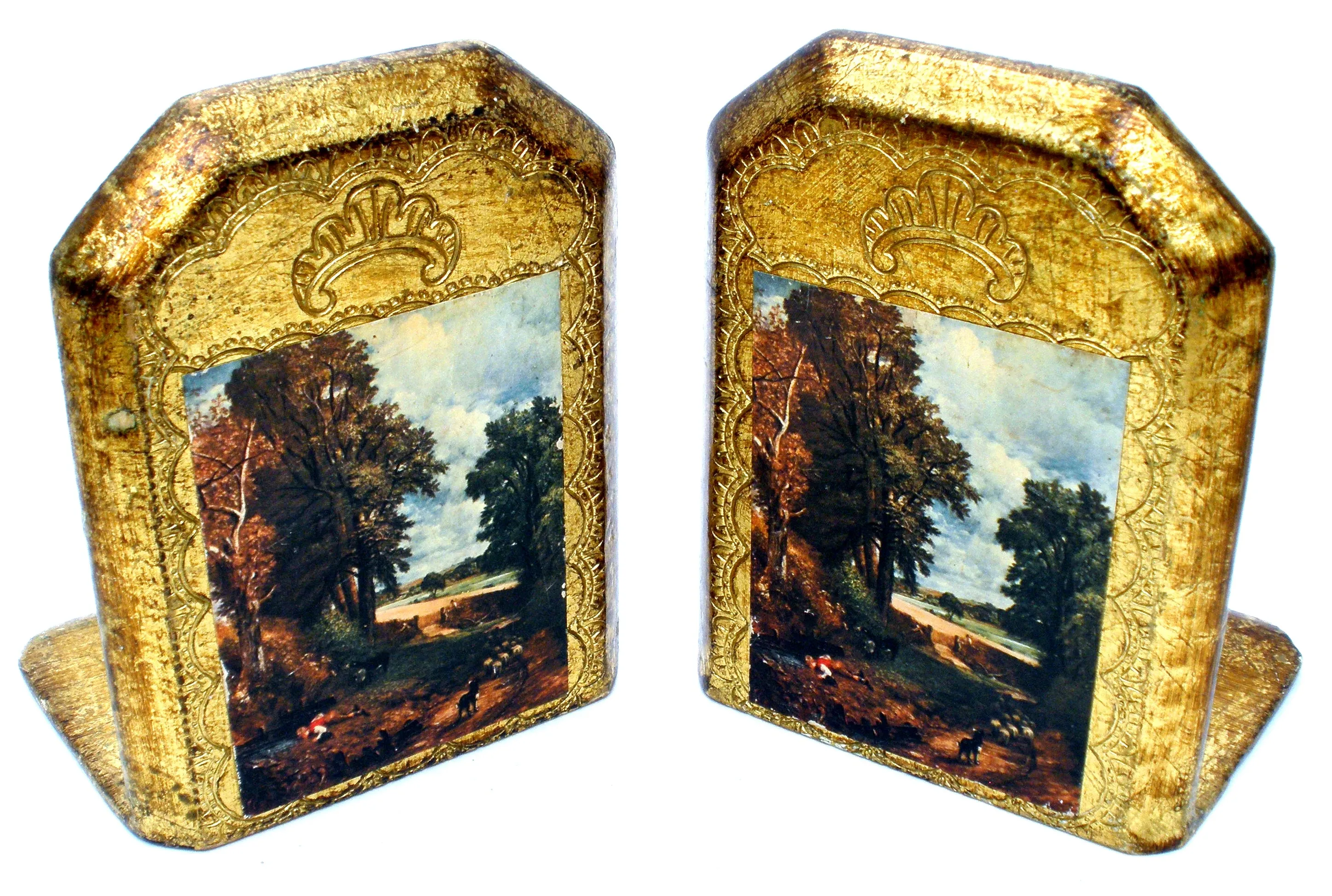 Italian Florentine Bookends Vintage Toleware