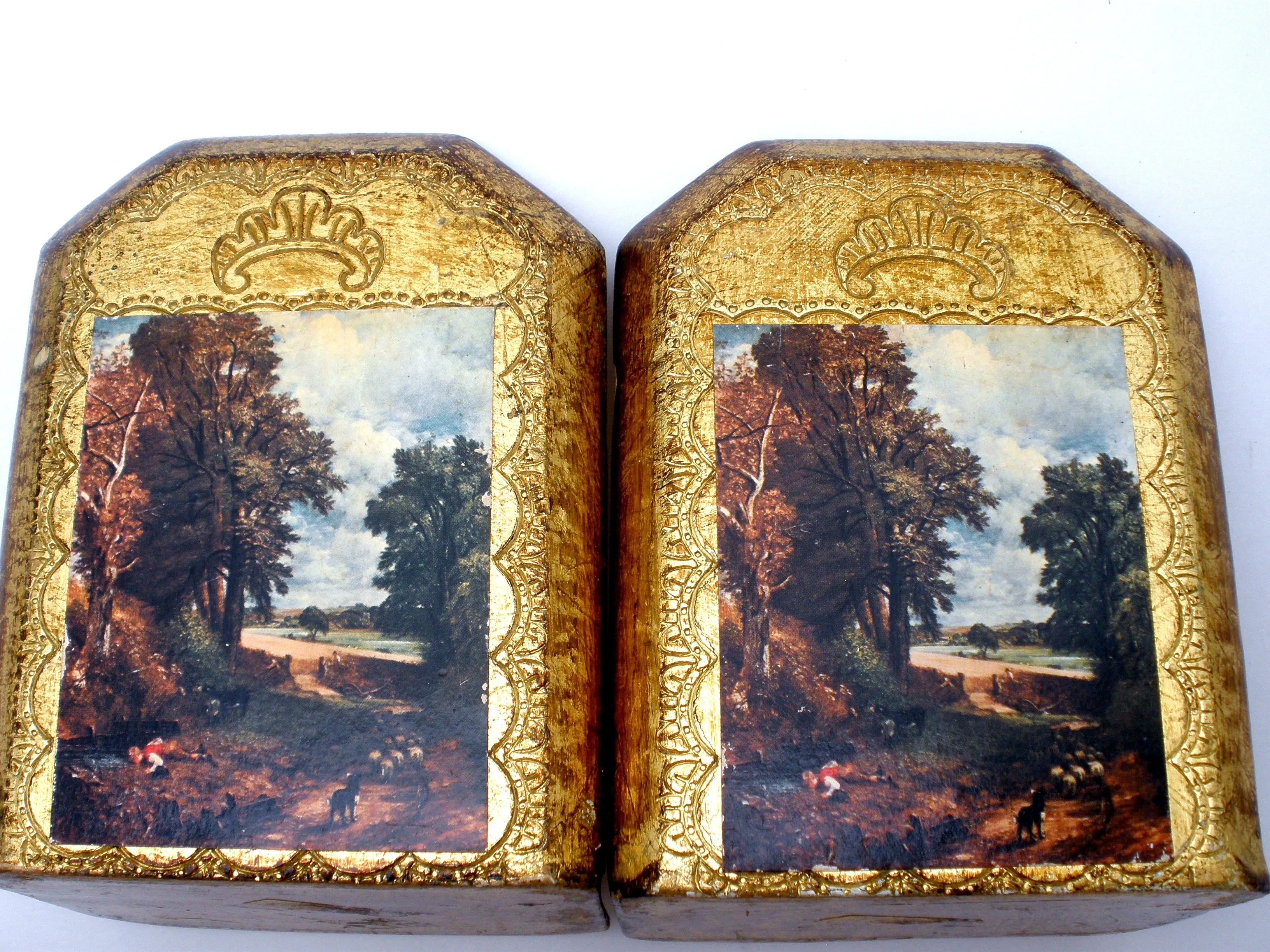 Italian Florentine Bookends Vintage Toleware