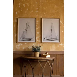 Kalalou - SET OF TWO FRAMED SAILBOAT PRINTS UNDER GLASS - CHH1330