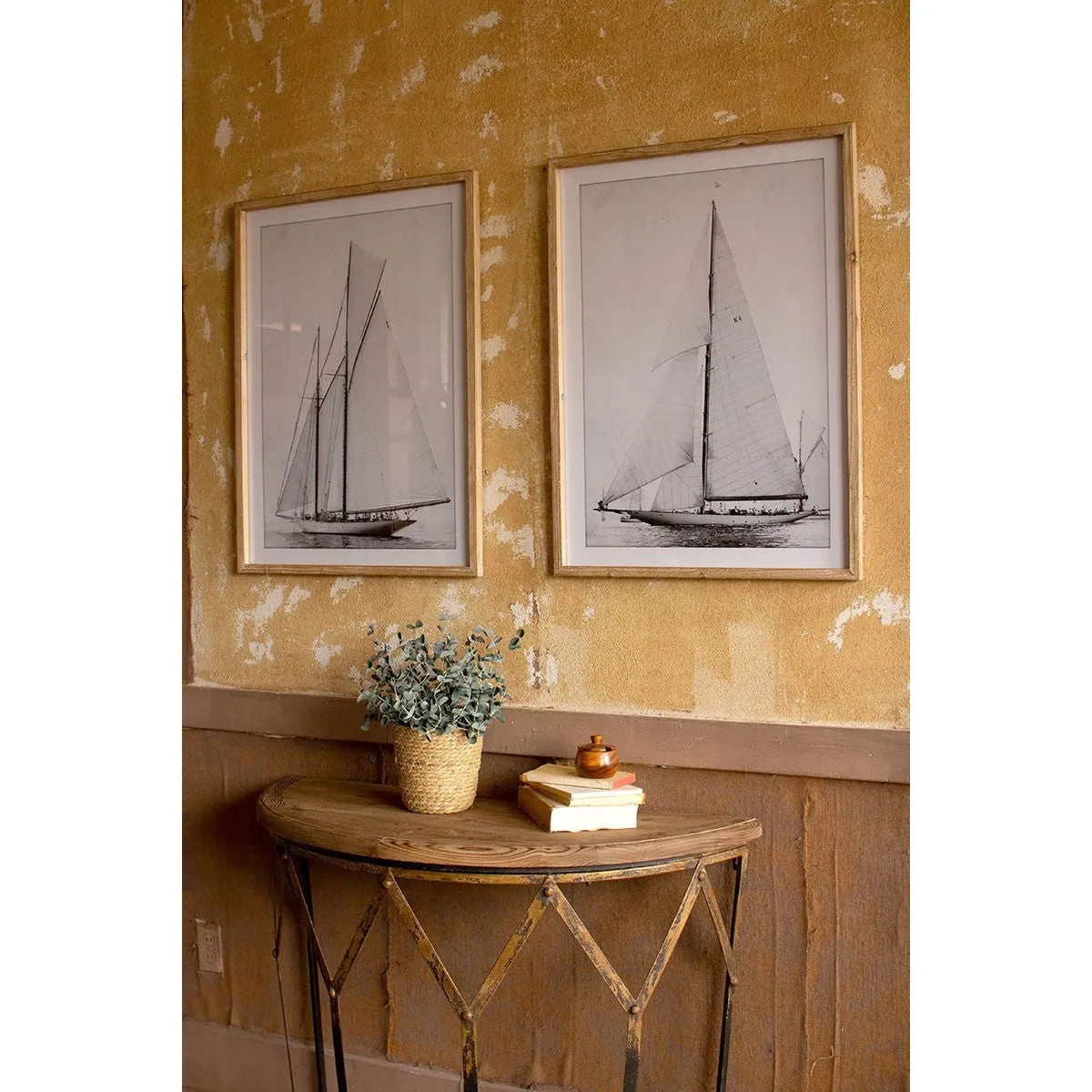 Kalalou - SET OF TWO FRAMED SAILBOAT PRINTS UNDER GLASS - CHH1330