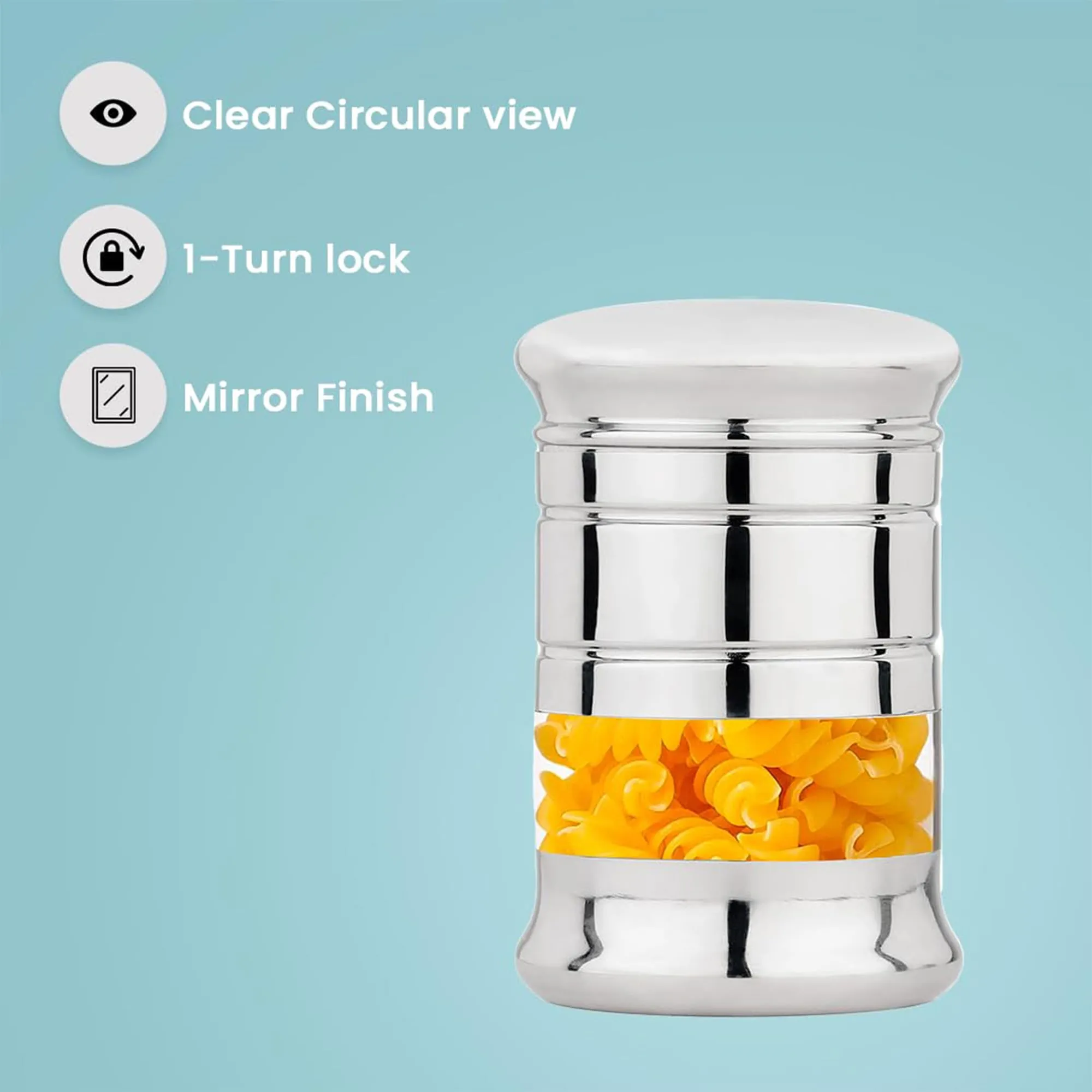 Kuber Industries BPA Free Stainless Steel Transparent See Through Window Air Tight Containers for Kitchen Storage with Lid | Dal and Pulses Organiser Set | Jar for Home | Silver