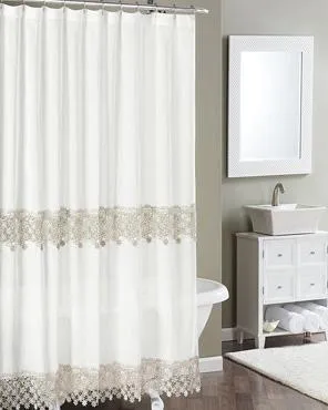 Lillian Macram Band Fabric Shower Curtain