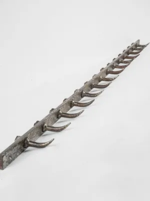Long French butcher's shop wall hooks bar w/ 14 removable hooks 59" long