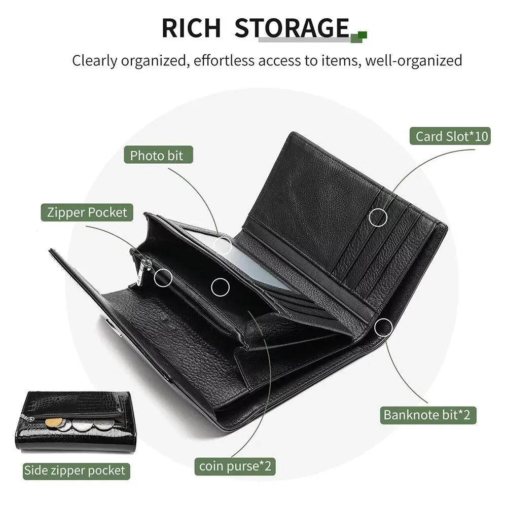 Luxury CrocLeather Short Trifold Wallets