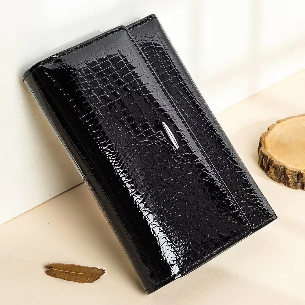 Luxury CrocLeather Short Trifold Wallets
