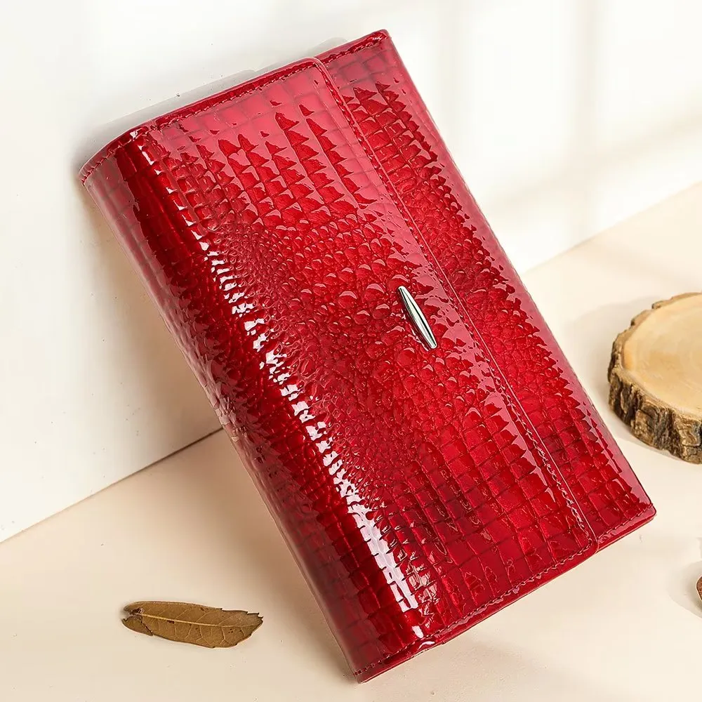 Luxury CrocLeather Short Trifold Wallets