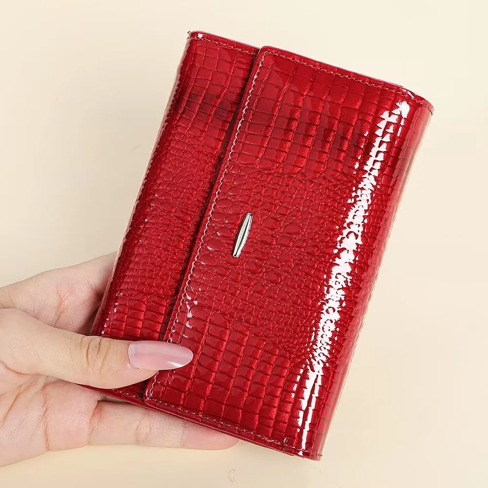 Luxury CrocLeather Short Trifold Wallets