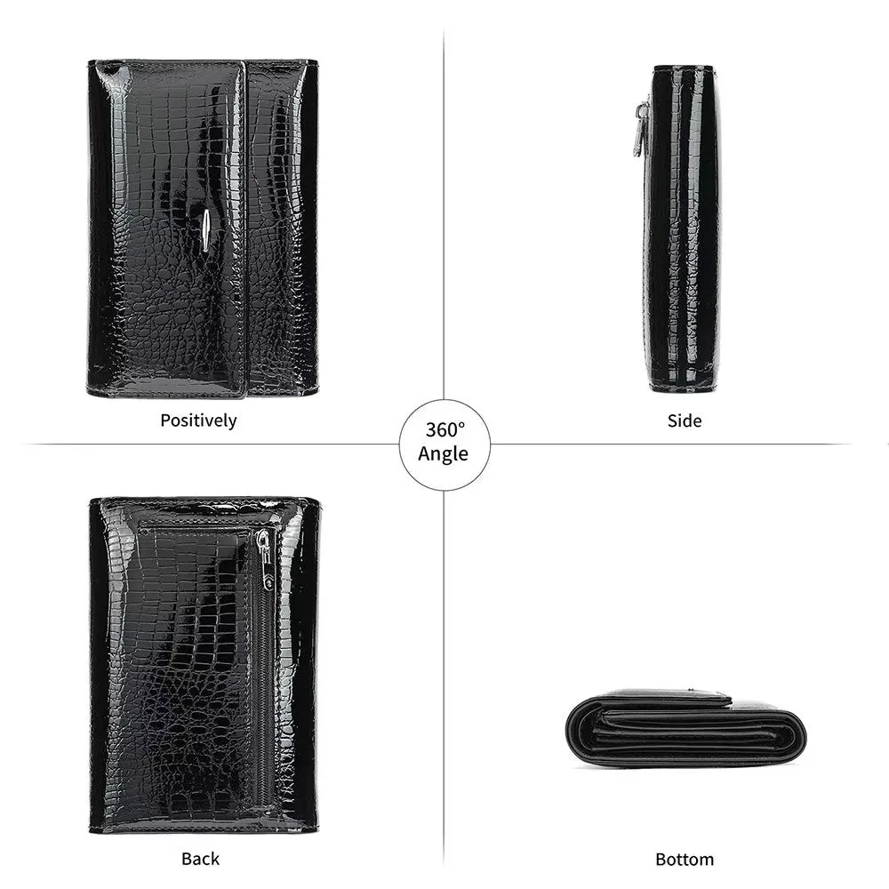 Luxury CrocLeather Short Trifold Wallets