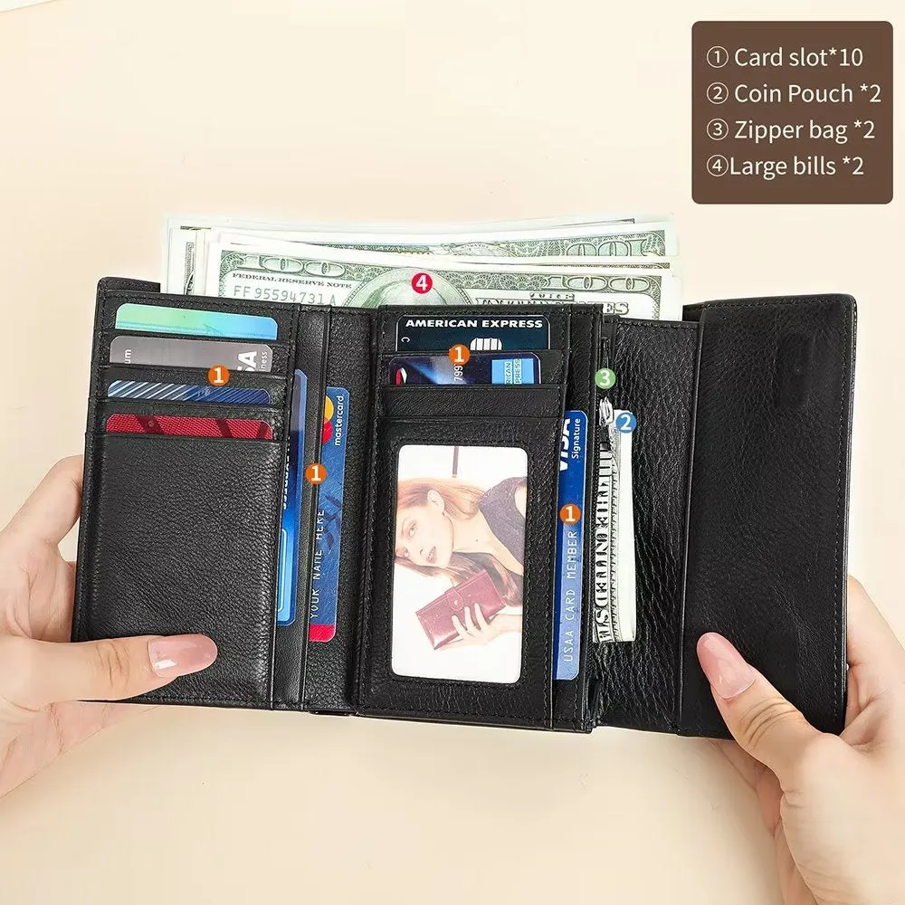 Luxury CrocLeather Short Trifold Wallets